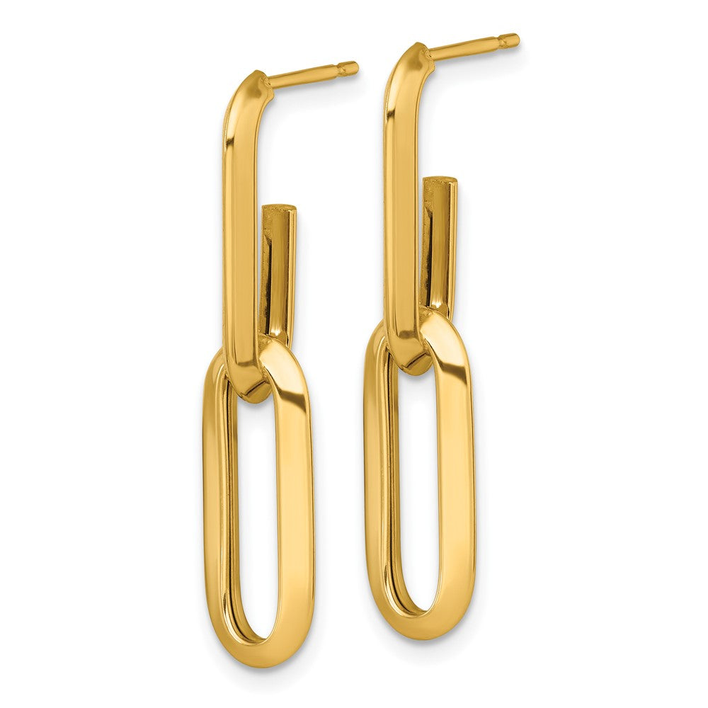 14k Polished Paperclip Link Chain 7mm Post Earrings