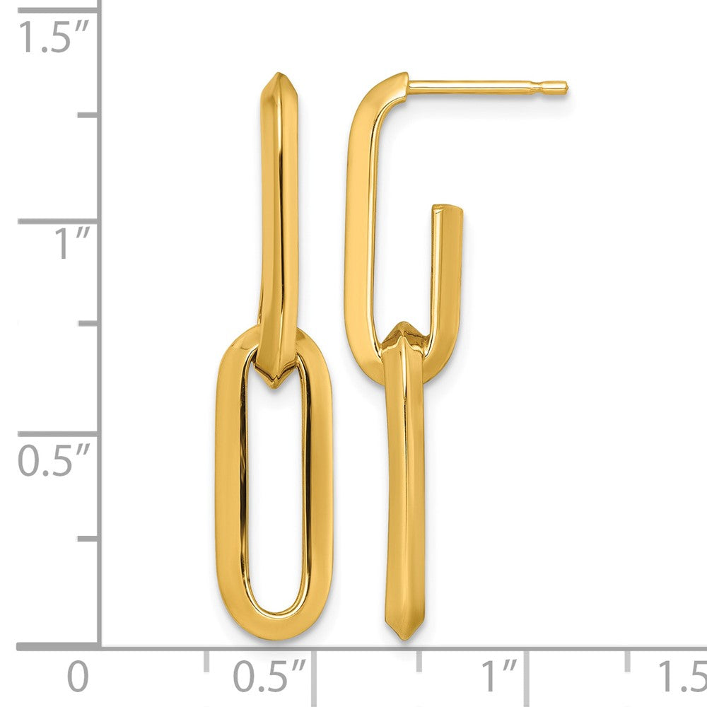 14k Polished Paperclip Link Chain 7mm Post Earrings