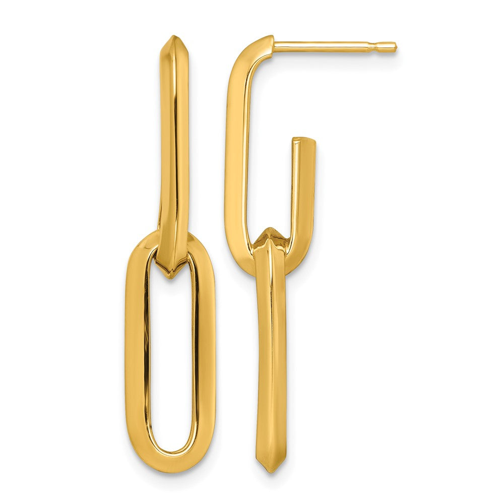14k Polished Paperclip Link Chain 7mm Post Earrings
