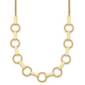 14K Polished and Textured Circles and Bars Necklace