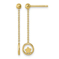14k Polished Stars in Circle Dangle Post Earrings