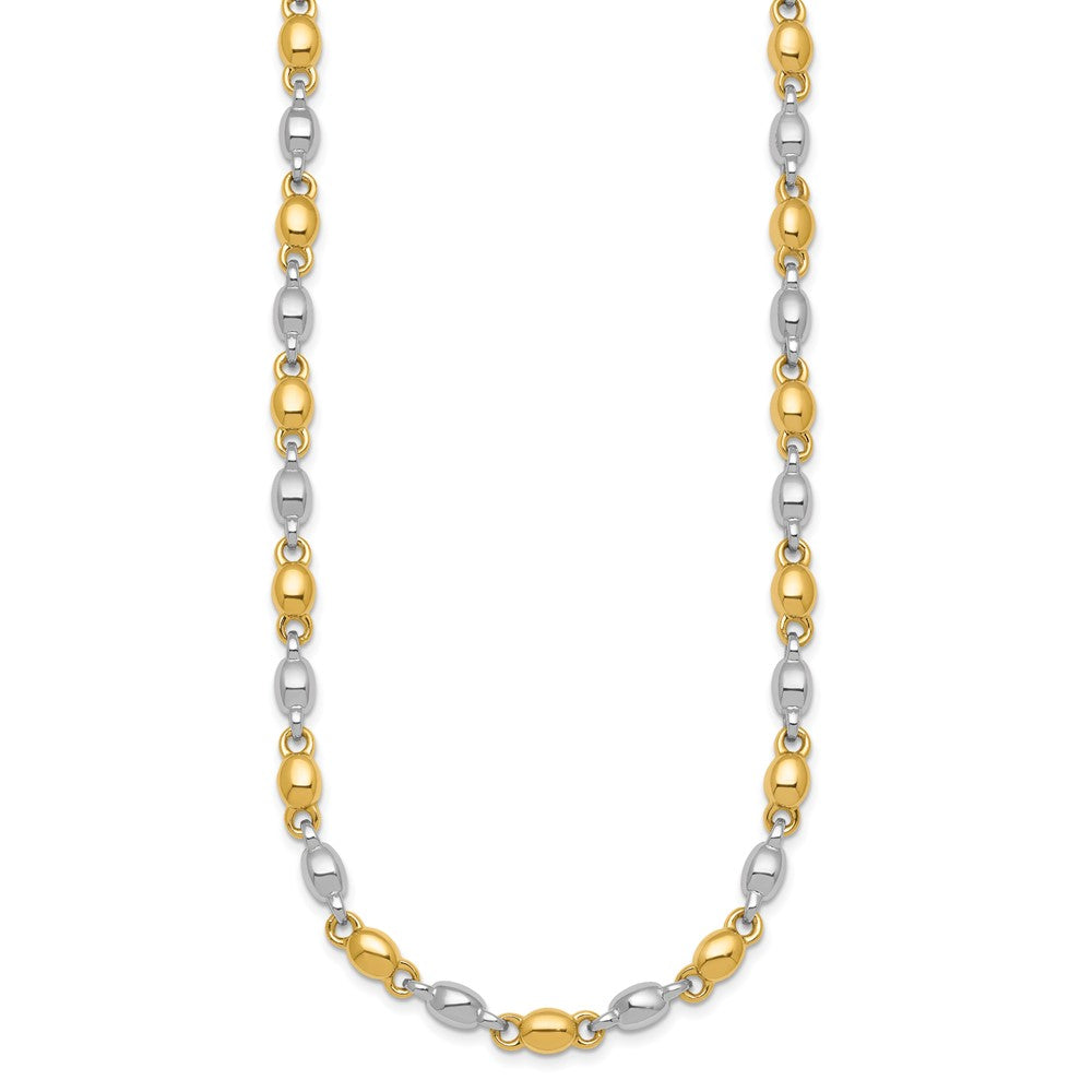 14k Two Tone Polished Round Fancy Link Bracelet