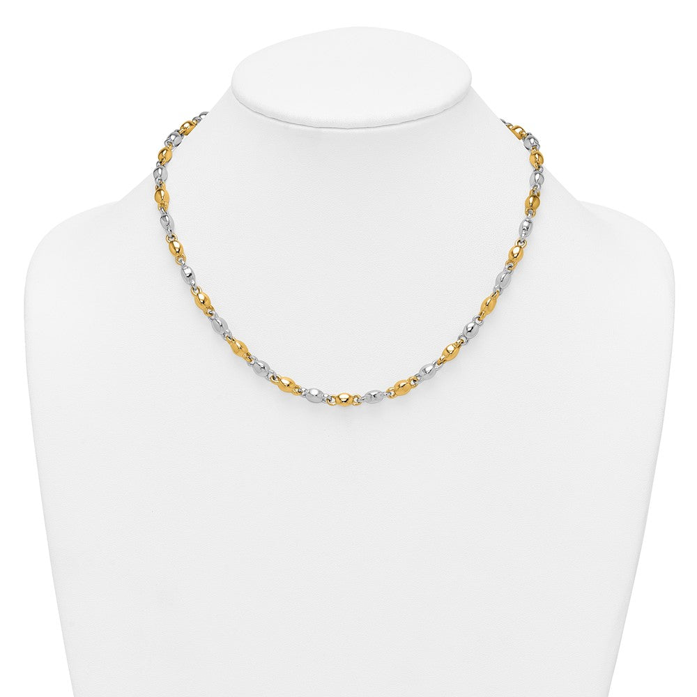 14k Two Tone Polished Round Fancy Link Bracelet