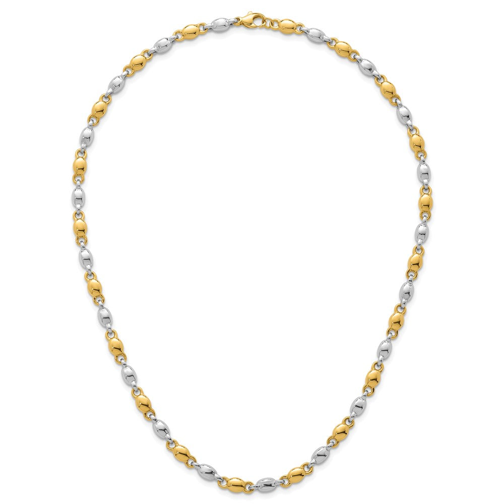 14k Two Tone Polished Round Fancy Link Bracelet