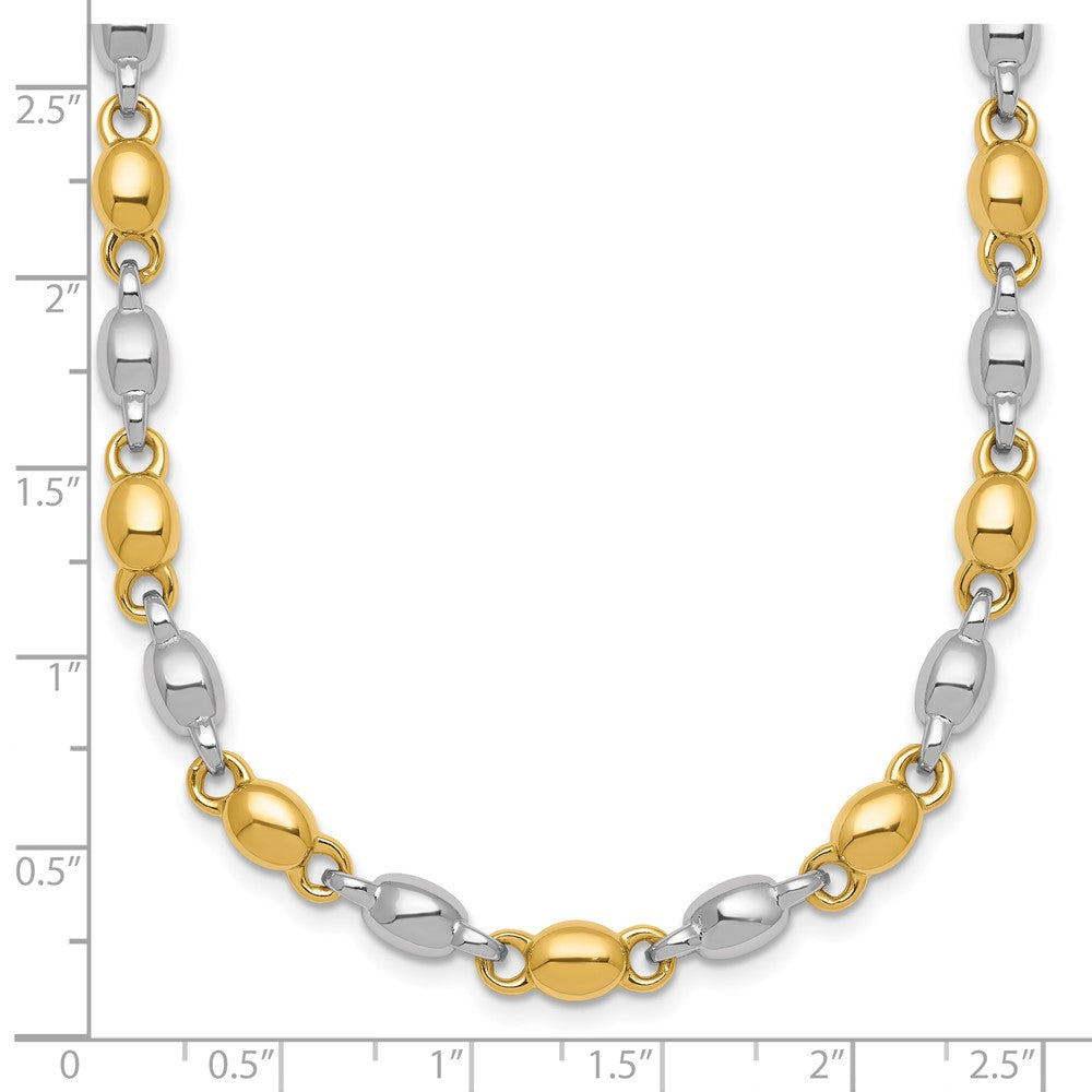 14k Two Tone Polished Round Fancy Link Bracelet