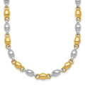 14k Two Tone Polished Round Fancy Link Bracelet