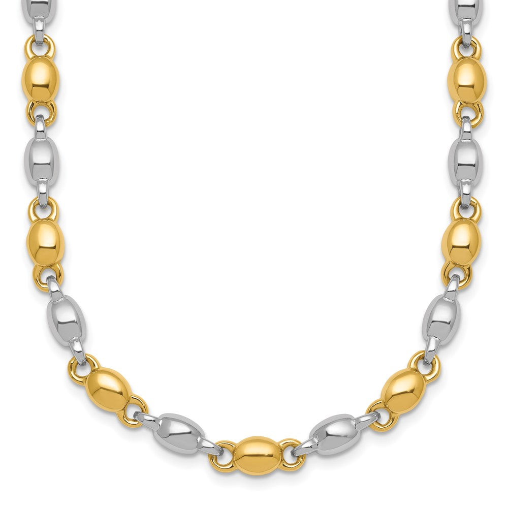 14k Two Tone Polished Round Fancy Link Bracelet