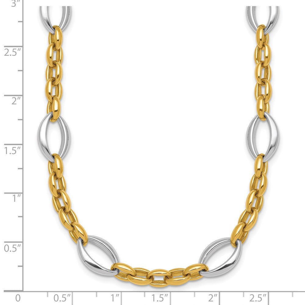 14k Two Tone Polished Oval Link Bracelet