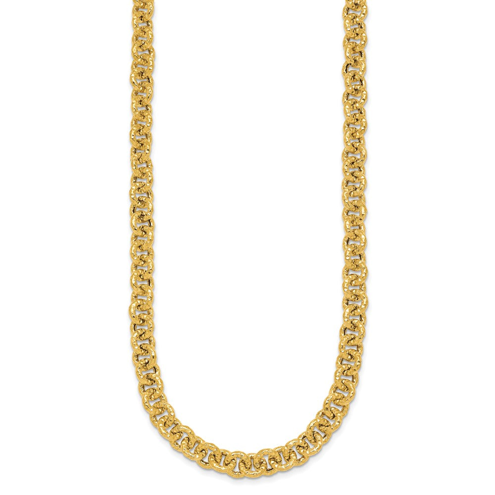 14k Polished and Textured Fancy Link Bracelet