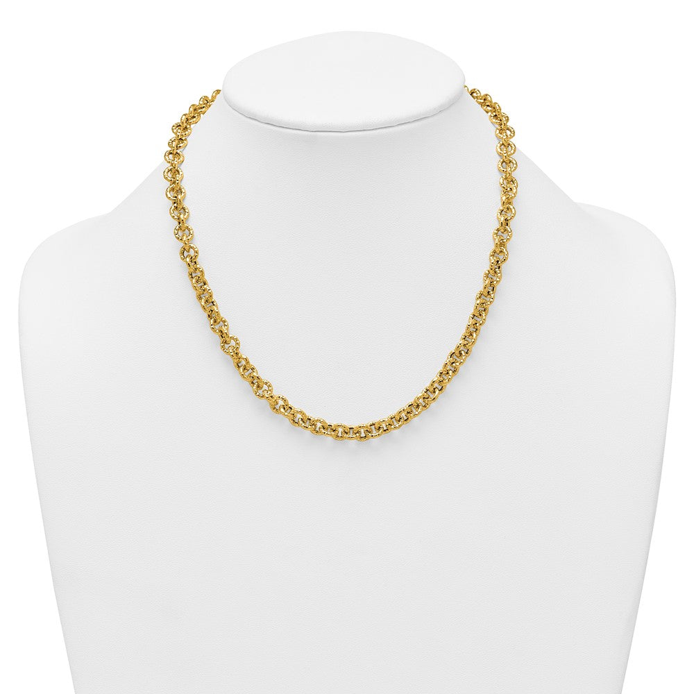 14k Polished and Textured Fancy Link Bracelet