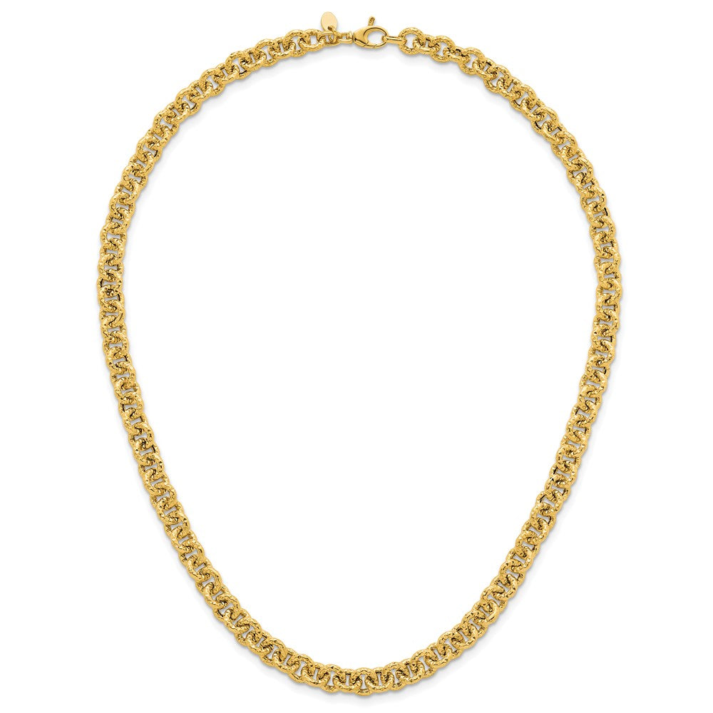 14k Polished and Textured Fancy Link Bracelet