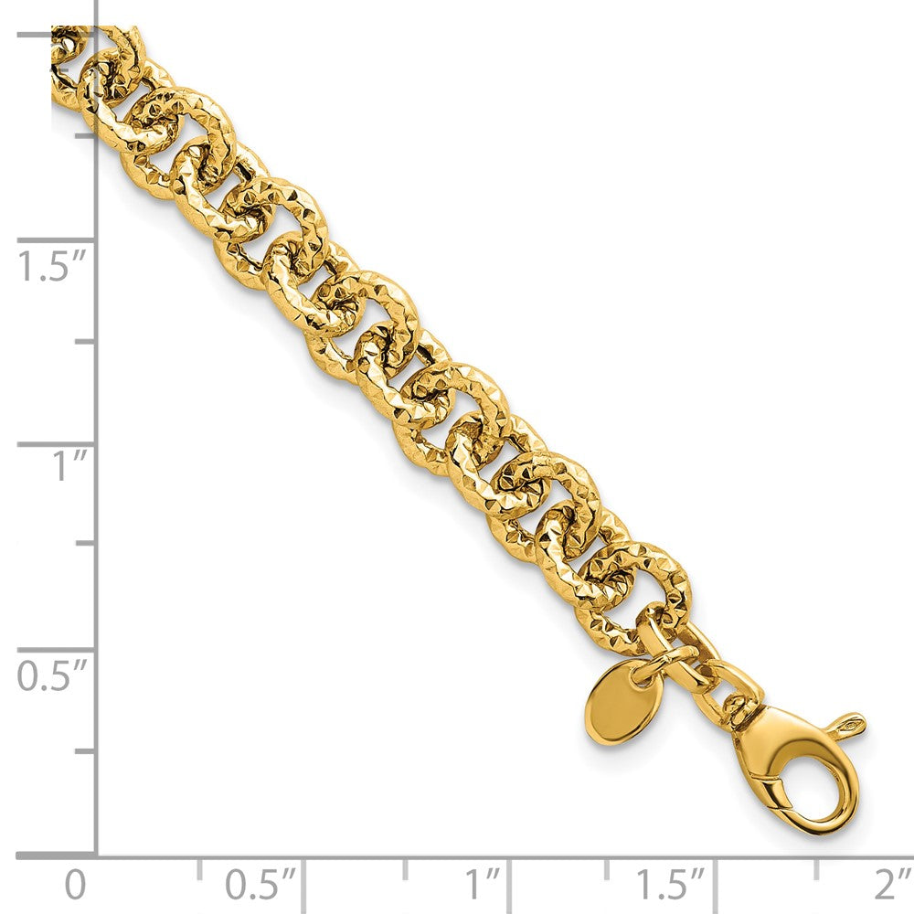 14k Polished and Textured Fancy Link Bracelet