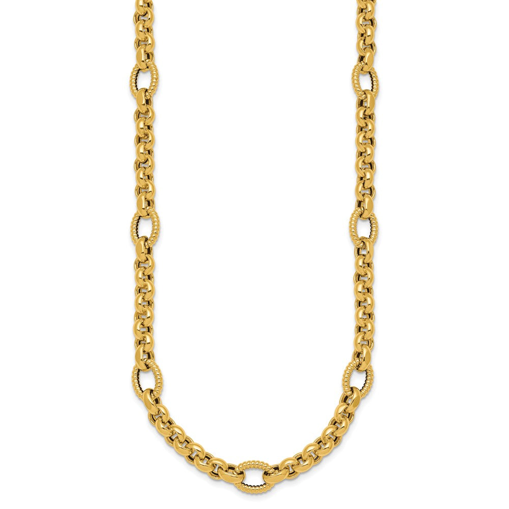 14k Polished and Textured Fancy Link Bracelet