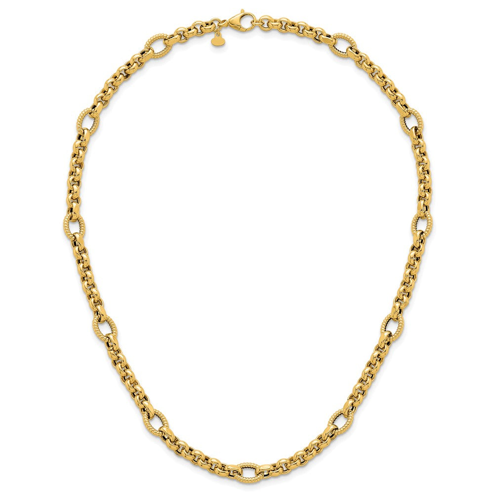 14k Polished and Textured Fancy Link Bracelet
