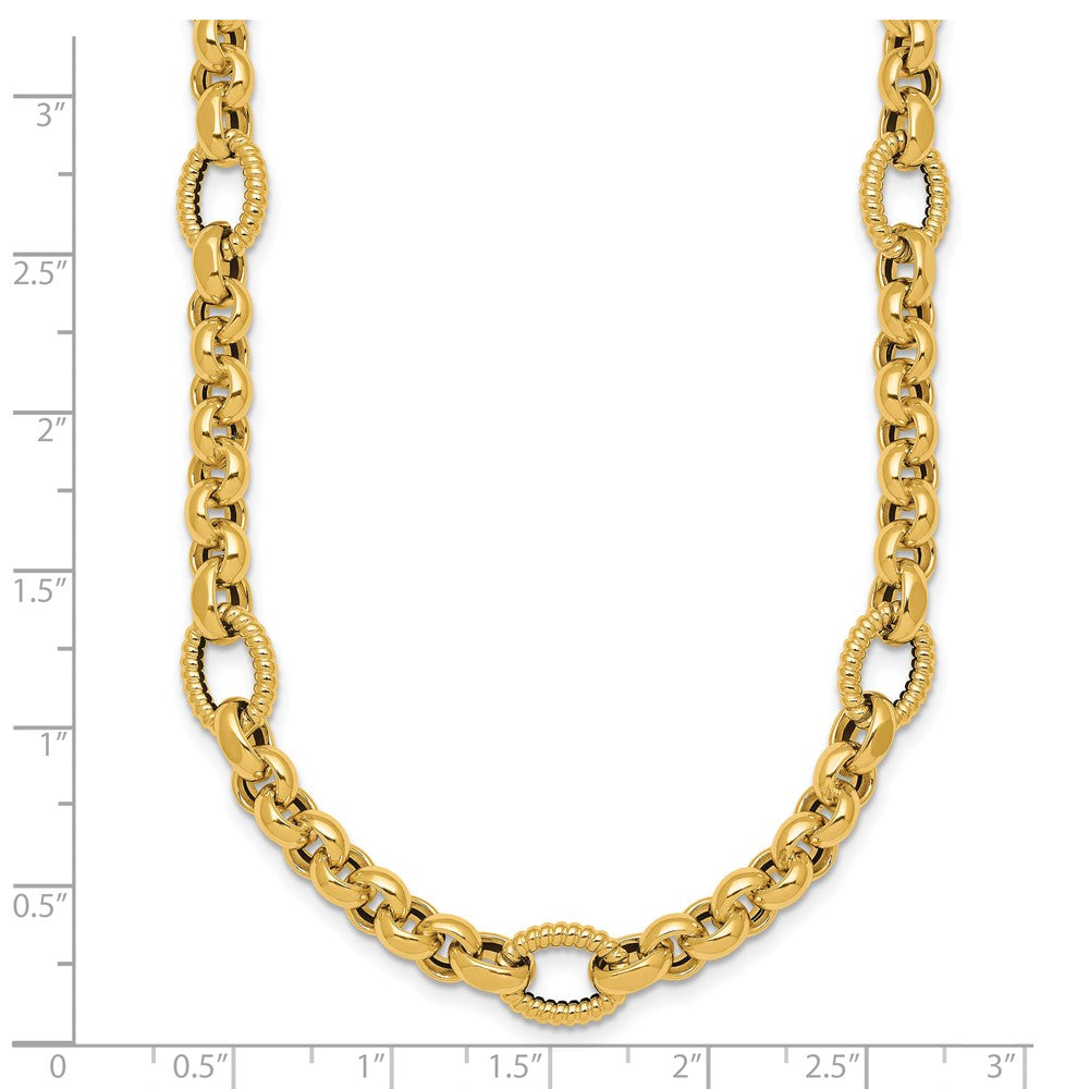 14k Polished and Textured Fancy Link Bracelet