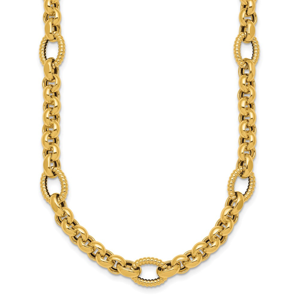 14k Polished and Textured Fancy Link Bracelet