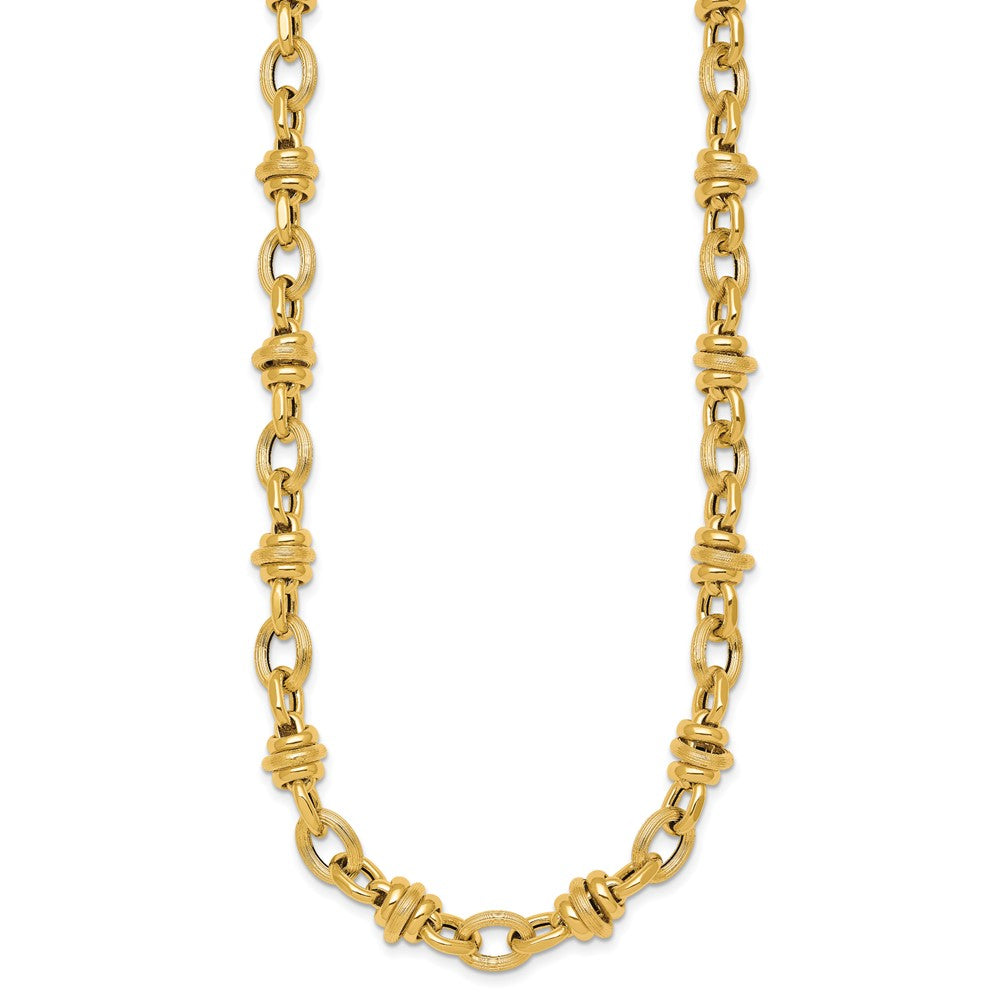 14k Polished and Textured Fancy Link Necklace