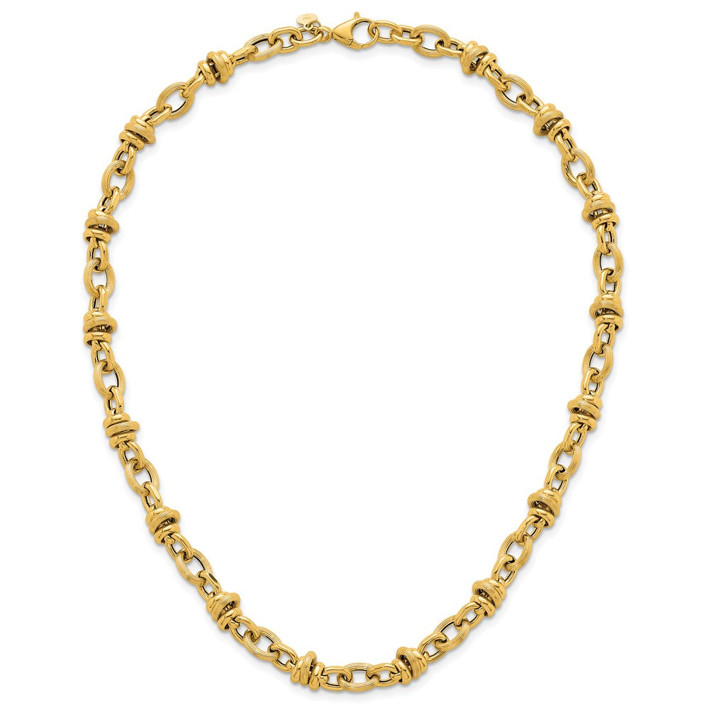 14k Polished and Textured Fancy Link Necklace