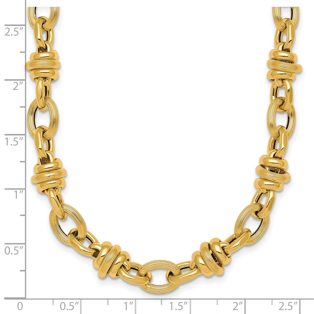 14k Polished and Textured Fancy Link Necklace