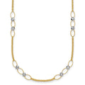 14k Two-tone Polished and Diamond-cut Beads Fancy Link Necklace