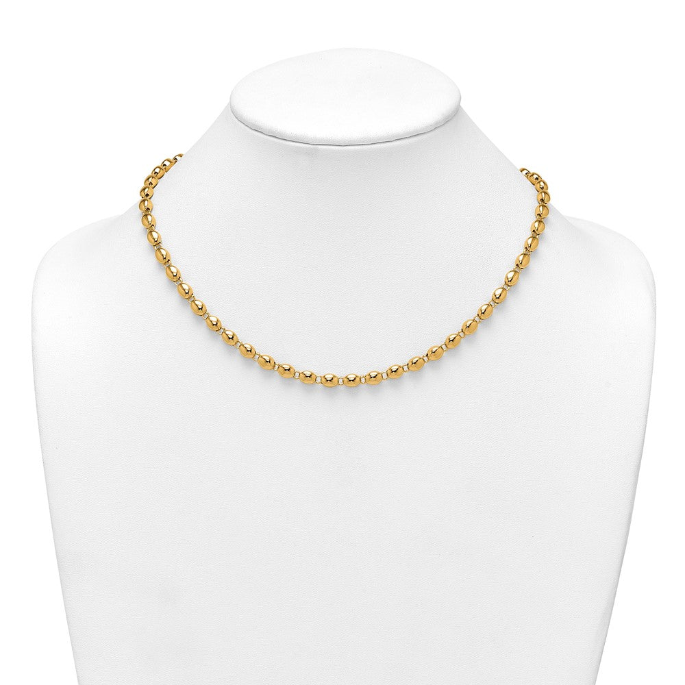 14k Polished Beaded Fancy Link 5.25mm Necklace