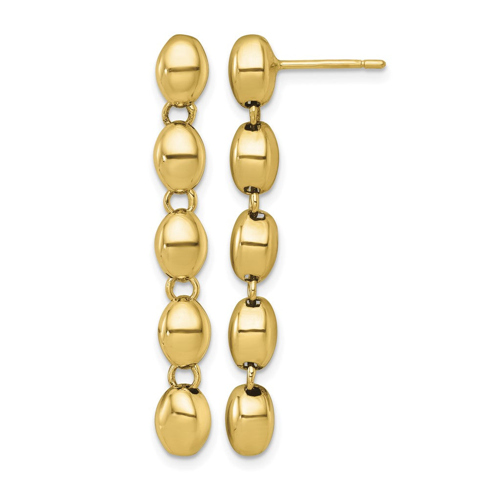 14k Polished Round Fancy Link 5.25mm Post Dangle Earrings