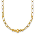 14K Polished Beaded 18in Paperclip Necklace