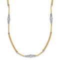 14k Two-Tone Woven Bars and D/C Beads Necklace