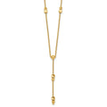 14K Polished Diamond-cut & Beaded Lariat 16in w/2in Ext Necklace