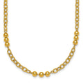 14K Polished Fancy Beaded Cable Link Bracelet