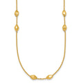 14K Polished and Brushed Beaded Station 24 Inch Necklace