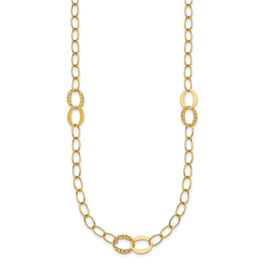 14k Polished and Diamond-cut Fancy Open Link 16.75in Necklace