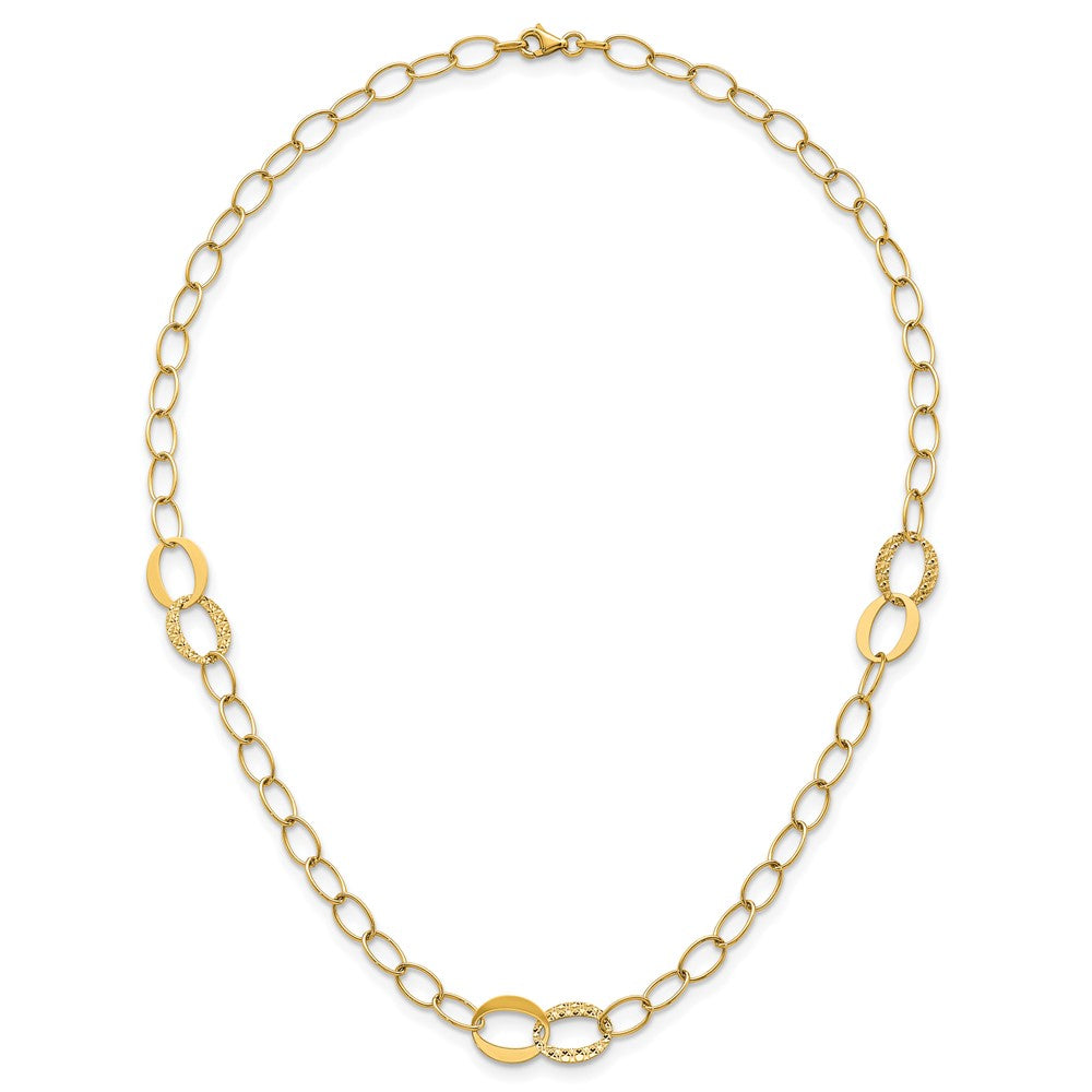 14k Polished and Diamond-cut Fancy Open Link 16.75in Necklace