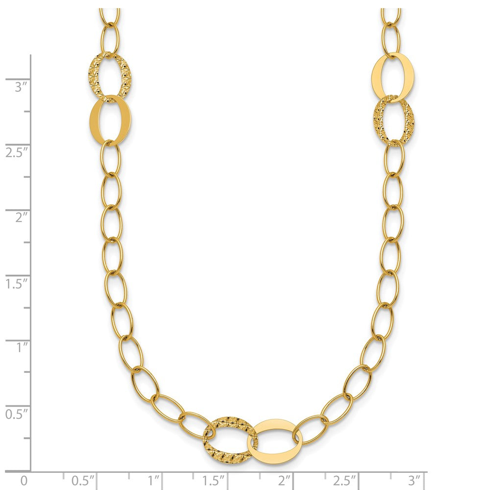14k Polished and Diamond-cut Fancy Open Link 16.75in Necklace