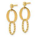 14k Polished and Textured Fancy Link Post Dangle Earrings
