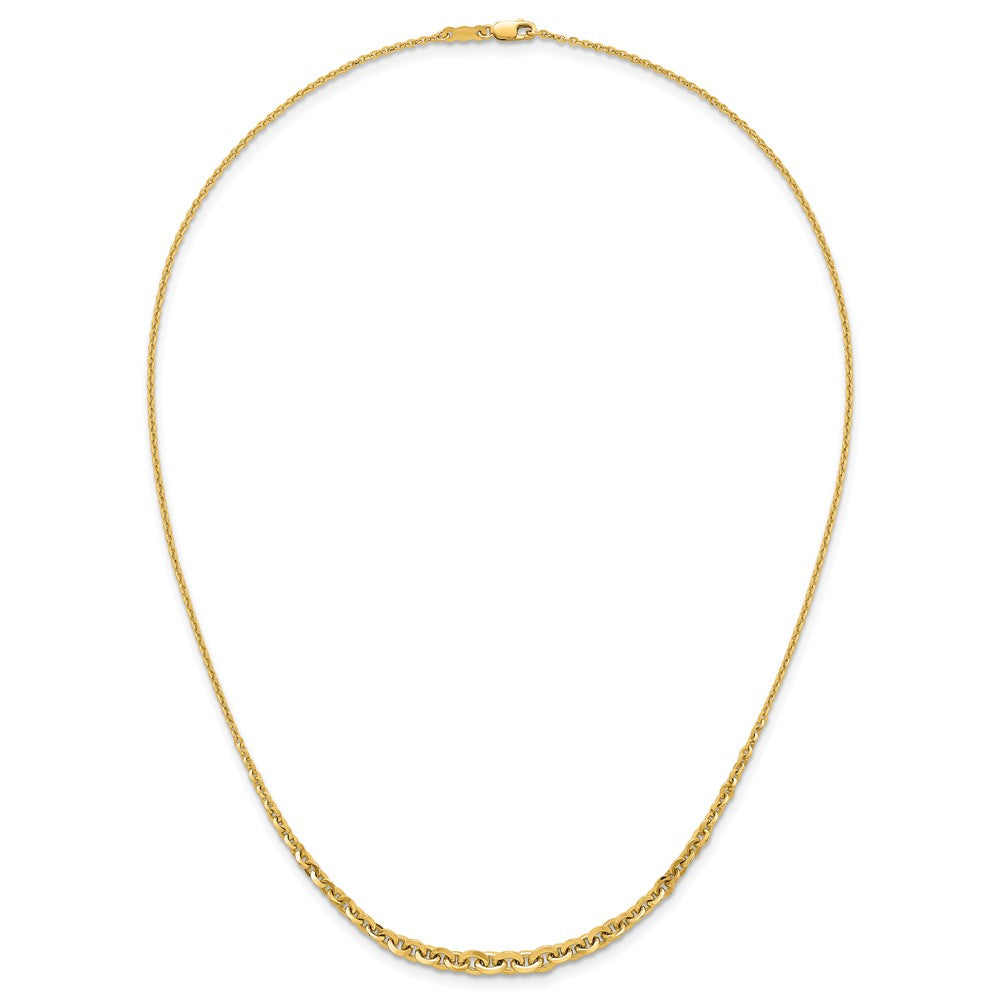 14k Polished Fancy Graduated 18 inch Link Necklace