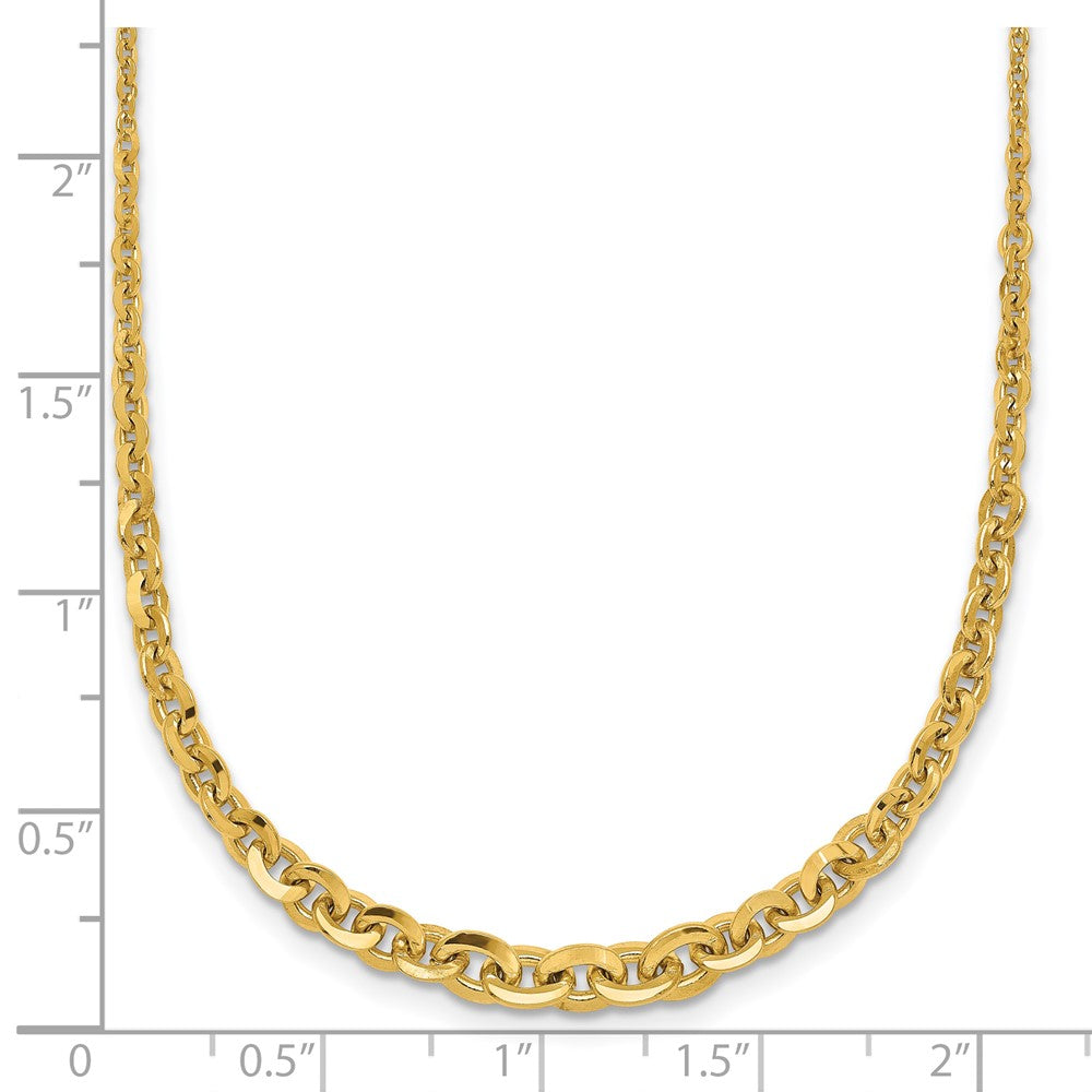 14k Polished Fancy Graduated 18 inch Link Necklace