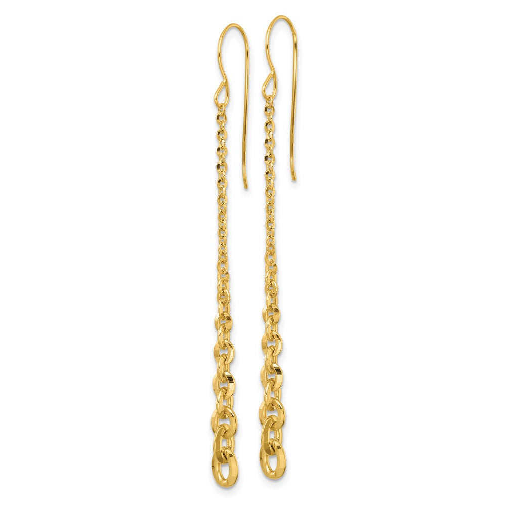 14k Polished Fancy Graduated Link Dangle Shepherd's Hook Earrings