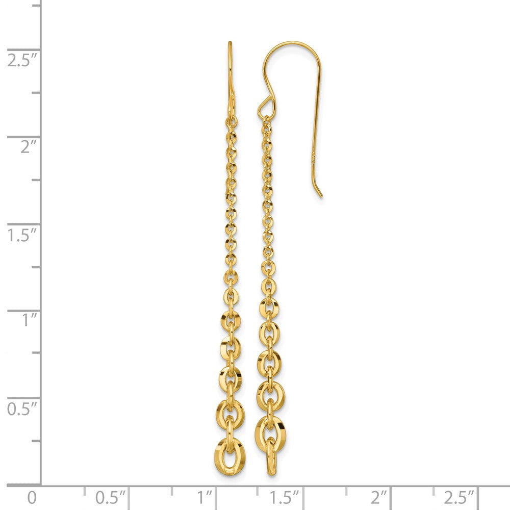 14k Polished Fancy Graduated Link Dangle Shepherd's Hook Earrings