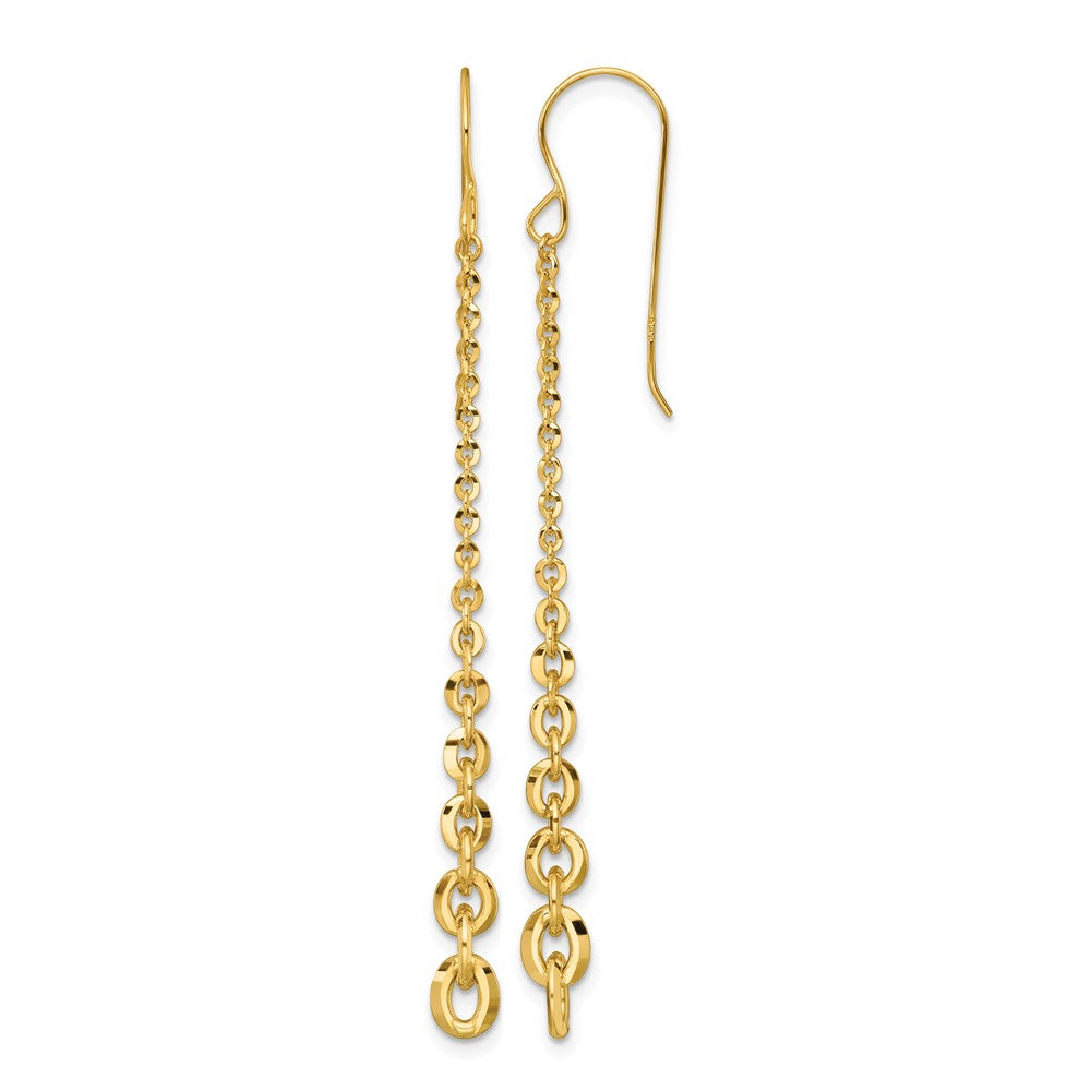 14k Polished Fancy Graduated Link Dangle Shepherd's Hook Earrings