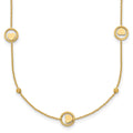 14k Polished Heart in Circle with D/C Beads 16.75in Necklace