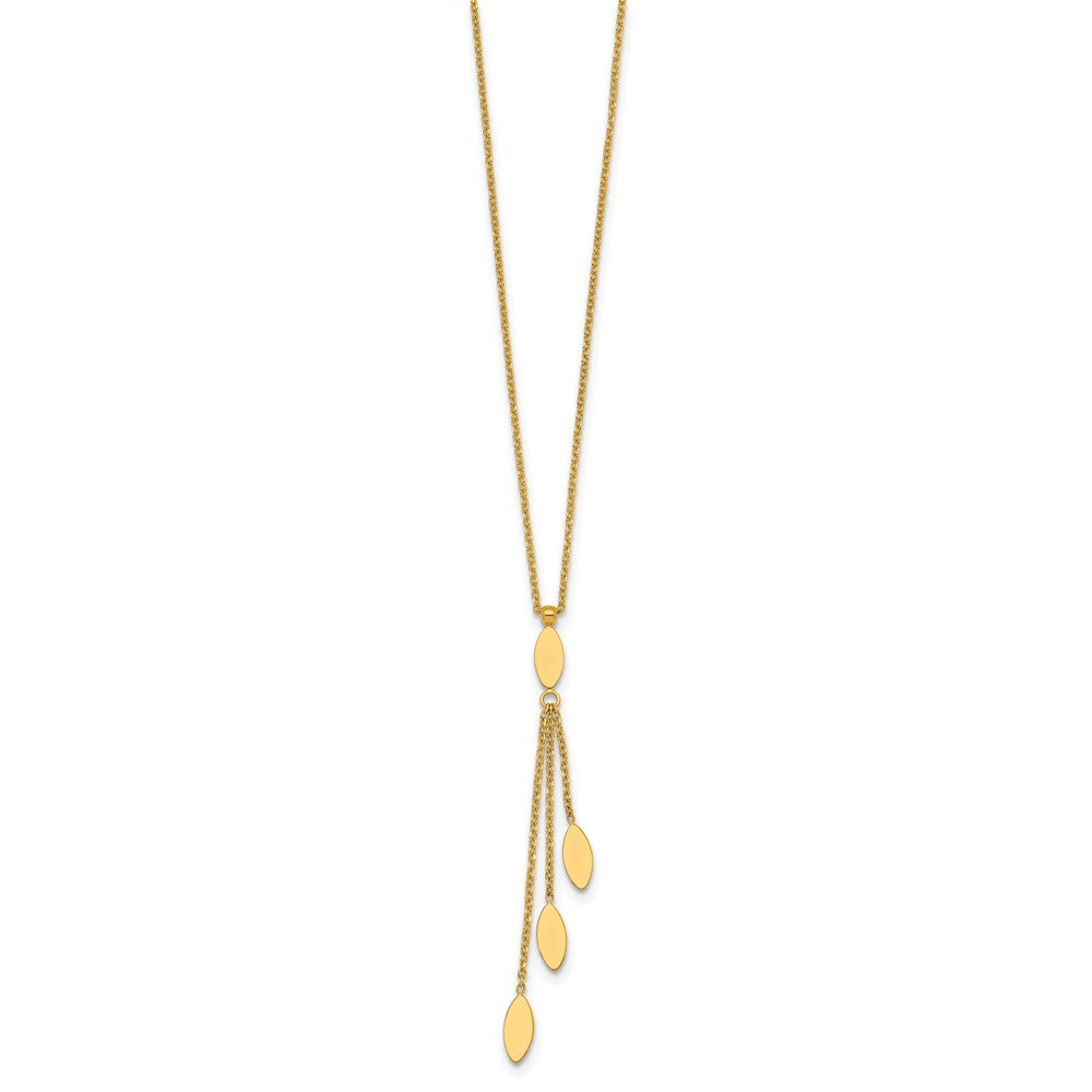 14k Polished Oval Dangle W/2in Ext Necklace