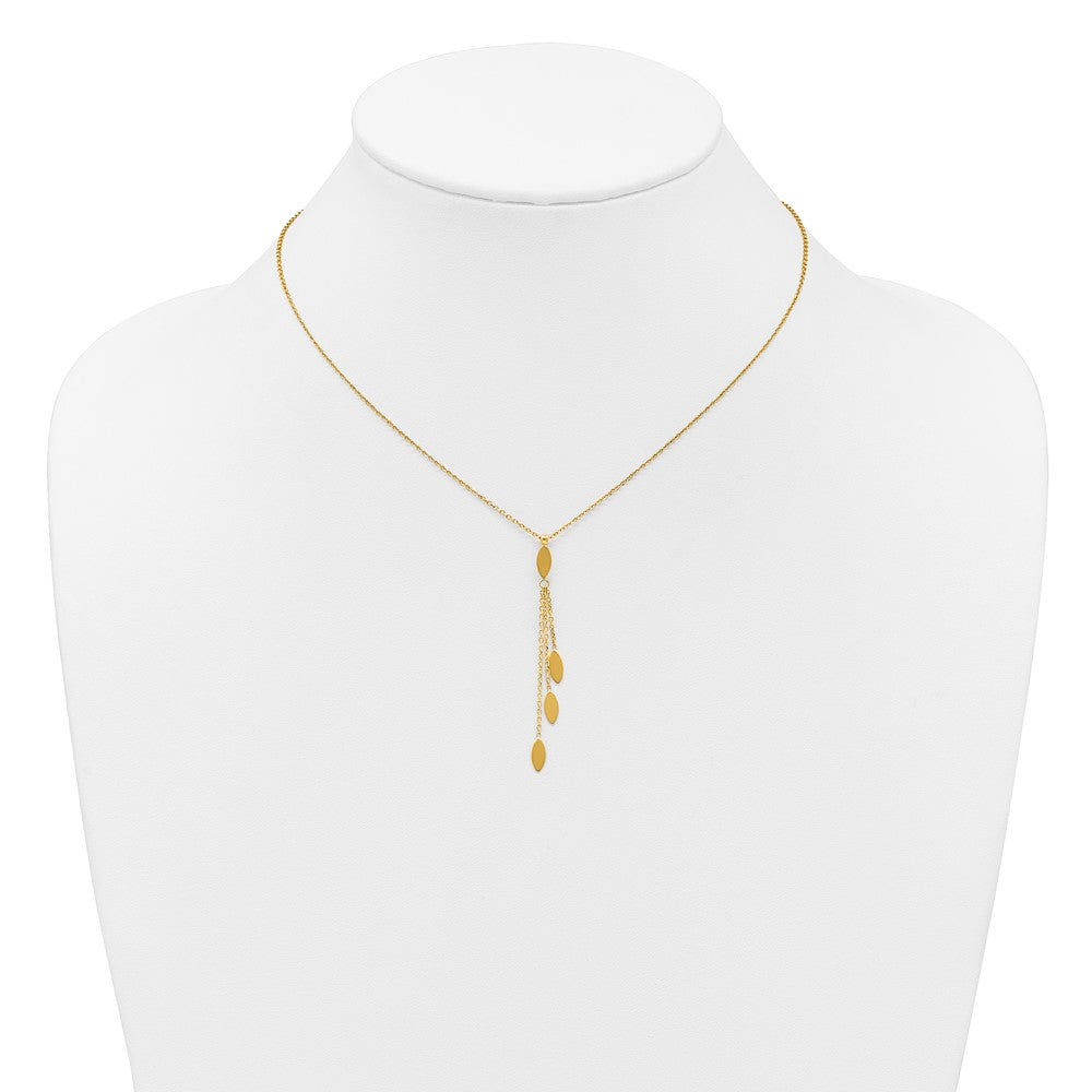 14k Polished Oval Dangle W/2in Ext Necklace