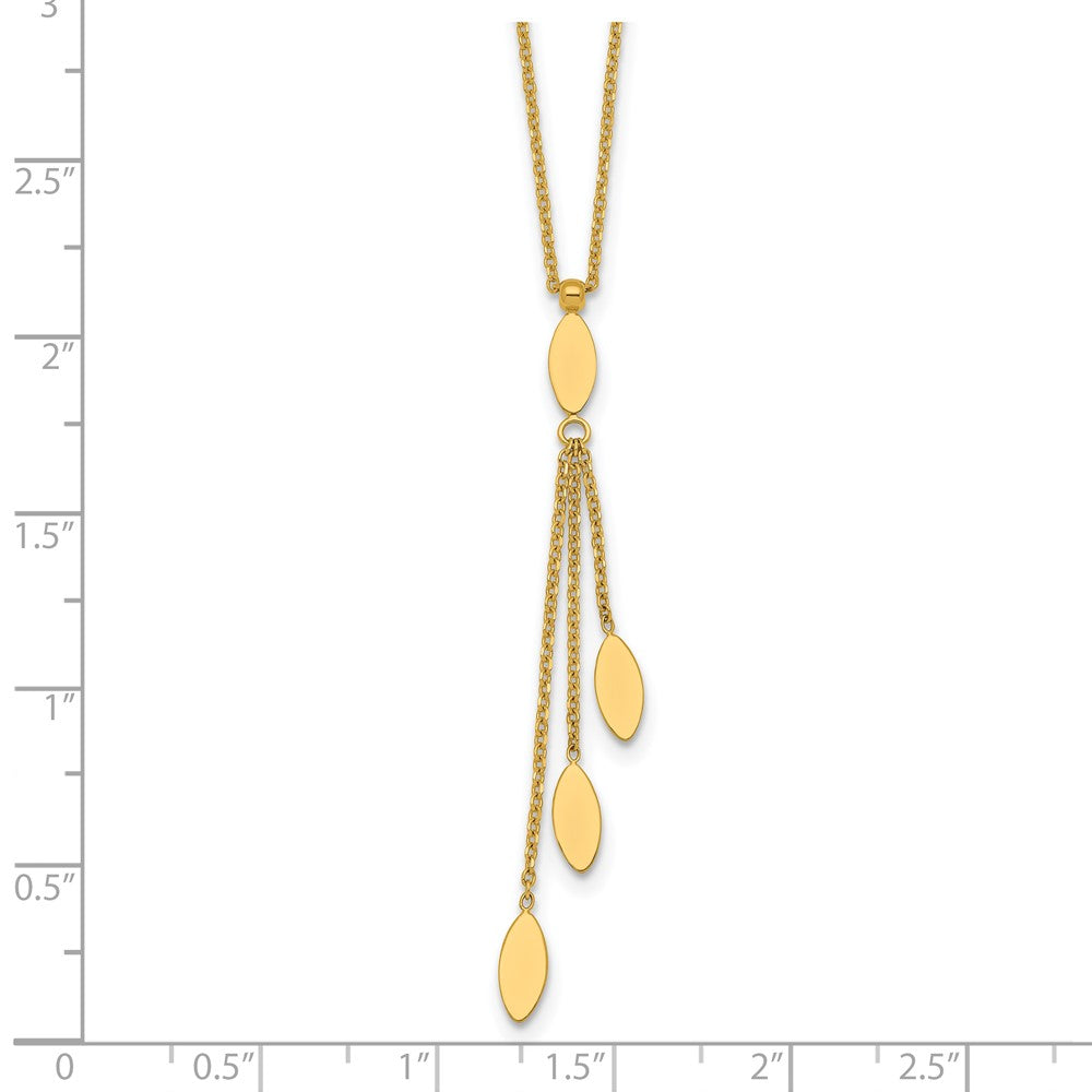 14k Polished Oval Dangle W/2in Ext Necklace