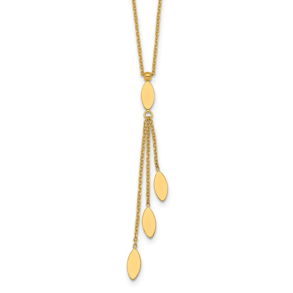 14k Polished Oval Dangle W/2in Ext Necklace