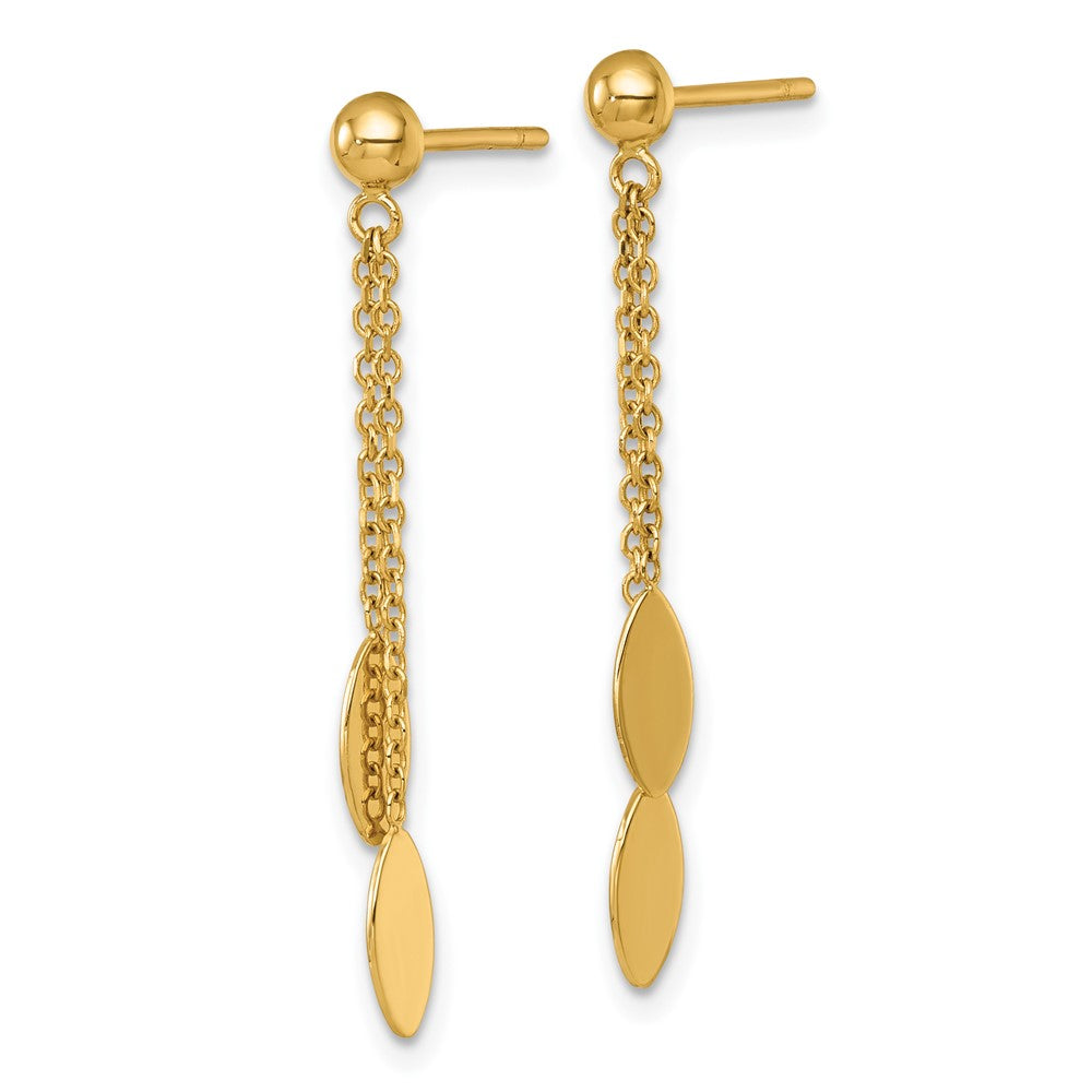 14k Polished Oval Dangle Post Earrings