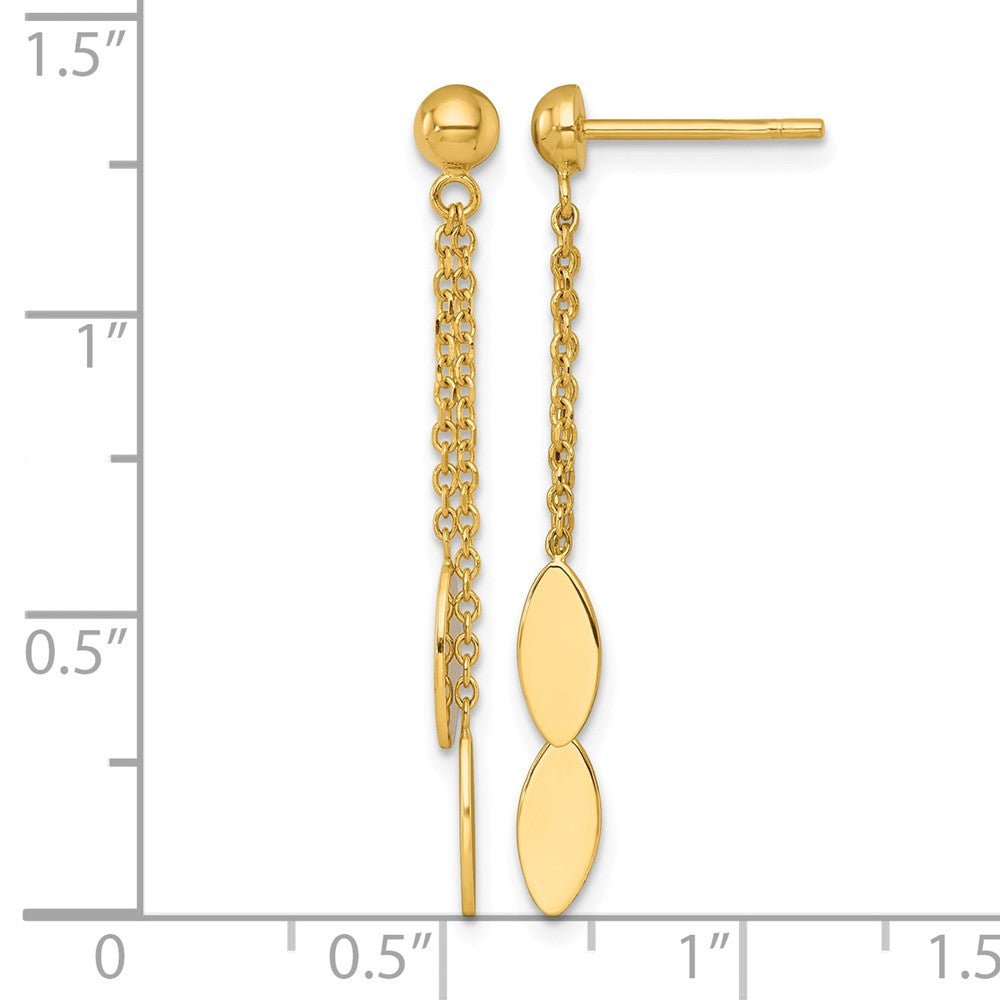 14k Polished Oval Dangle Post Earrings