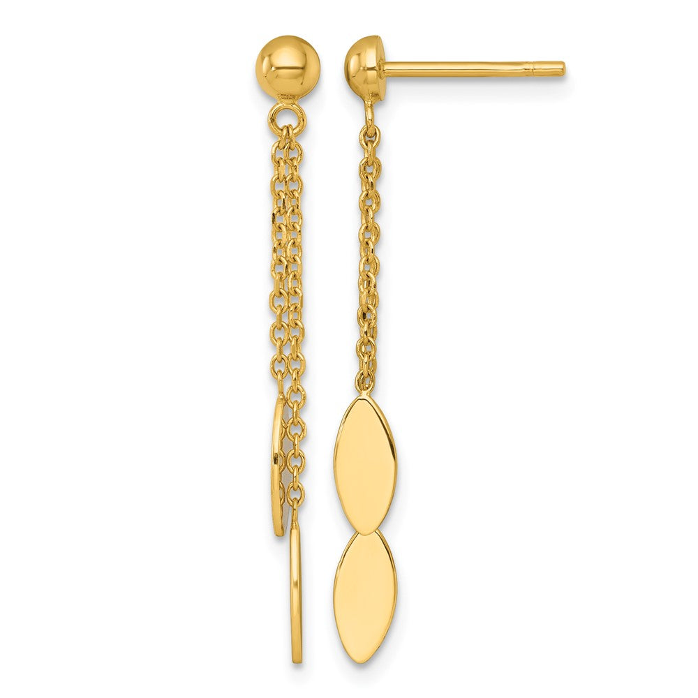 14k Polished Oval Dangle Post Earrings