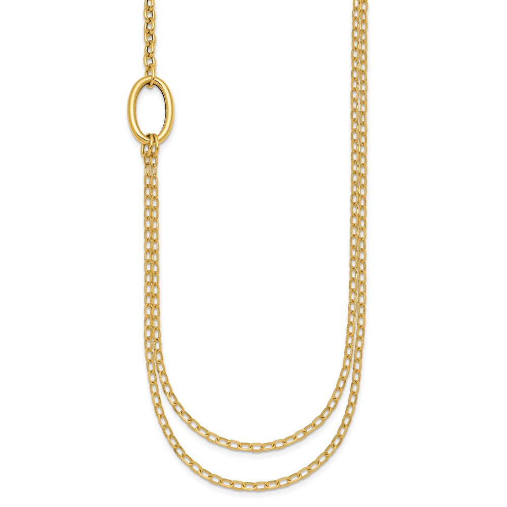14k Polished Oval Double Strand Cable Chain 18in Necklace