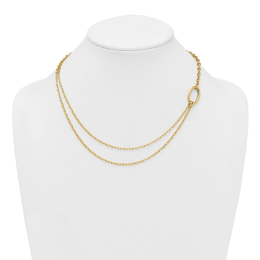 14k Polished Oval Double Strand Cable Chain 18in Necklace